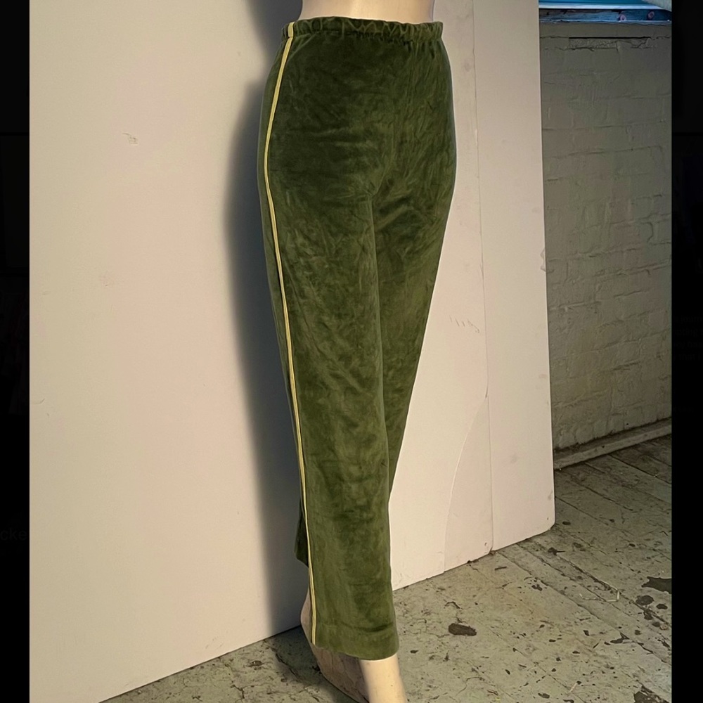 Green Velour Track Pants